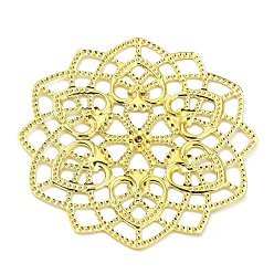Golden Rack Eisen filigrane Cabochons Plattierung, Blume, golden, 62x62x0.7 mm