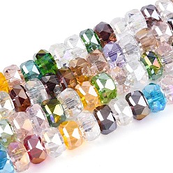 (52) Непрозрачная лаванда Гальванизируйте прозрачное стекло бисер нитей, рондель, граненые, разноцветные, 5.5~6.5x3.5~4.5 мм, отверстие : 1~1.4 мм, около 91~100 шт / нитка, 14.17~17.32 дюйм (36~44 см)