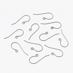 Нержавеющая Сталь Цвет Устойчивы к потускнению 304 крючки для сережек из нержавеющей стали, провод уха, с горизонтальной петлей, цвет нержавеющей стали, 28 мм, отверстие : 1.8 мм, 20 датчик, штифты : 0.8 мм