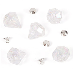 Прозрачный АВ Наборы для самостоятельного изготовления подвесок из стеклянных бутылок с бриллиантами, включая латунные бусины-подвески, ясно AB, 16~17x15~15.5x13.5~14.5 мм, отверстие : 2.5~5 мм