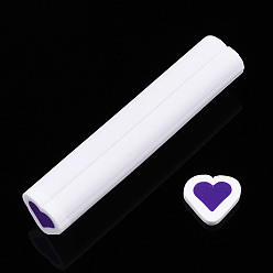 Сине-фиолетовый Ручной полимерной глины украшения искусства ногтя, Модные уходу за ногтями, трубы без отверстий , сердце с рисунком сердца, синий фиолетовый, 49~50x10~11x9~10.5 мм