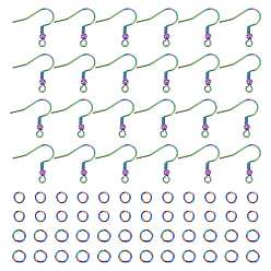 Rainbow Color 60шт. радужного цвета 304 французские крючки для сережек из нержавеющей стали, с горизонтальными петлями, 100шт кольца прыжок, 19x18~19 мм, отверстие : 2 мм, 22 датчик, штифты : 0.6 мм