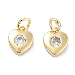 Прозрачный Латунные микро проложить кубического циркония прелести, без кадмия, без никеля и без свинца, с целью перехода в кольце, сердце, реальный 18 k позолоченный, прозрачные, 8x6.5x2.5 мм, отверстие : 2.5 мм