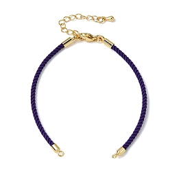 Темно-синий  Шифер 2мм витой круглый нейлоновый шнур для изготовления браслета, подходит для соединительных шармов, с латунными выводами и 303 застежками из лобстера из нержавеющей стали, реальный 18 k позолоченный, темный сланец синий, 6.22 дюйм (15.8 см)