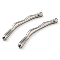 Нержавеющая Сталь Цвет Не тускнеет 201 трубчатые бусины из нержавеющей стали, изогнутая трубка, цвет нержавеющей стали, 64.5x7x4.5 мм, отверстие : 1.5 мм