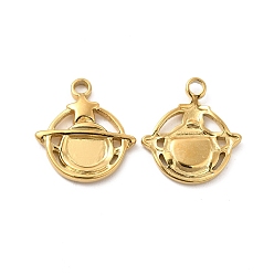 Настоящее золото 18K Ионное покрытие (ip) 304 подвески из нержавеющей стали, планета со звездным шармом, реальный 18 k позолоченный, 16x15x2 мм, отверстие : 1.8 мм