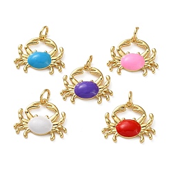 Краб Подвески из морской латуни, реальный 18 k позолоченный, с эмалью, с целью перехода в кольце, краб, 15x18x3 мм, отверстие : 3 мм