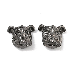 Gunmetal Alloy Puppy Beads, Bulldog Head, Gunmetal, 11x12.5x8mm, Hole: 2mm