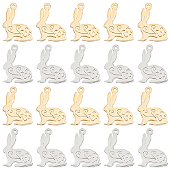 (52) Непрозрачная лаванда 20 шт. 2 цвета 201 подвески из нержавеющей стали, Пасхальный кролик, разноцветные, 19x14x1 мм, отверстие : 1.2 мм, 10 шт / цвет