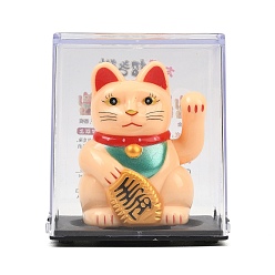 Персиковый Слойка Фигурки манэки-нэко из АБС-пластика, работающие на солнечной энергии, украшение рабочего стола для дома, автомобиля, офиса, с крышкой, розовые, 55x50x55 мм