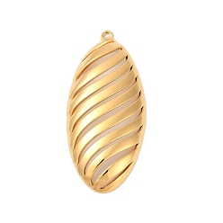 Настоящее золото 14K 304 из нержавеющей стали большие кулоны, овальные амулеты, ионное покрытие (ip), реальный 14 k позолоченный, 52.5x23.5x6 мм, отверстие : 1.6 мм