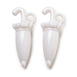 White Opaque Acrylic Pendants, Umbrella, White, 31x12.5x8.5mm, Hole: 3.5mm, about 490pcs/500g