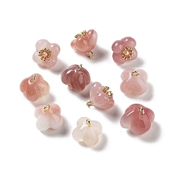 Натуральный Агат Подвески из натурального агата с цветком османтуса, золотые, 10.5~11x9.5~10x9.5~10 мм, отверстие : 1.6 мм