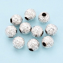 Серебро 925 шарики стерлингового серебра, круглые, , серебряные, 8 мм, отверстие : 2.5 мм