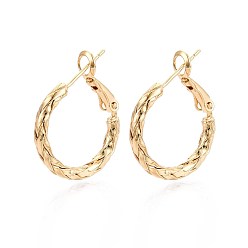 Настоящее золото 18K Плетеные латунные серьги-кольца, без никеля , реальный 18 k позолоченный, 25.5~26x20x3 мм