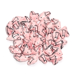 Pink 5шт. фарфоровые бусины ручной работы, пастельный фарфор, голубь, розовые, 20x15 мм