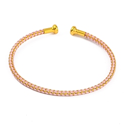 Pink Изготовление браслета из плетеной проволоки из углеродистой стали, с позолоченными латунными заглушками, розовые, 0.25 см, внутренний диаметр: 2-3/8 дюйм (6.1 см)