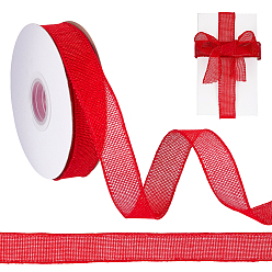 Красный 1 рулоны мешковины, кружева, ленты из мешковины с краем из железной проволоки, красные, 1-1/8 дюйм (27 мм), около 19.90 ярдов (18.2 м) / рулон