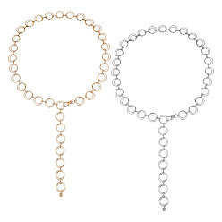 Платиновый & Золотой 2шт 2 цвета железные круглые кольца звенья цепи ремни, поясной ремень для украшения платья-рубашки, платиной и золотом, 41-5/8 дюйм (105.8 см), 1 шт / цвет
