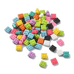 Mixed Color Spray Painted Alloy Beads, Building Blocks, Mixed Color, 8x8x5mm, Hole: 1.2mm