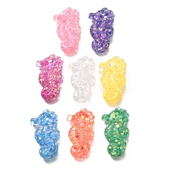 Sea Horse Прозрачные морские организмы смоляные кабошоны, с блестка, морской конек, 25x14x6.5 мм