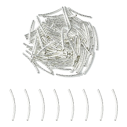 Серебро Бисера латунной трубки, изогнутая трубка, серебряные, 30x2 мм, отверстие : 1 мм