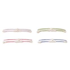 (52) Непрозрачная лаванда 2 шт. 2 набор эластичных браслетов с натуральным жемчугом и стеклянными бусинами, составные браслеты для женщин, разноцветные, внутренний диаметр: 2 дюйм (5.2 см), 1 шт / стиль