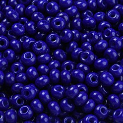 Medium Blue Imitation Jade Glass Seed Beads, Luster, Baking Paint, Round, Medium Blue, 5.5x3.5mm, Hole: 1.5mm