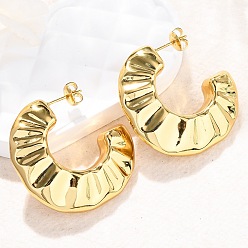 Золотой C-образные 304 серьги-гвоздики из нержавеющей стали, золотые, 36.5x34.5x9 мм