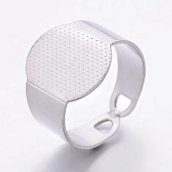 Platinum Cuff Pad Ring Bases, Brass, Platinum Color,Size: about 16mm inner diameter, 15mm wide, Tray: 15x11mm