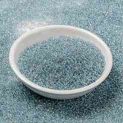 (RR2443) Transparent Light Marine Blue Gold Luster MIYUKI Round Rocailles Beads, Japanese Seed Beads, 15/0, (RR2443) Transparent Light Marine Blue Gold Luster, 1.5mm, Hole: 0.7mm, about 250000pcs/pound