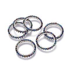 Темно-оливково-зеленый Японский бисер miyuki & toho ручной работы, с посеребренными 304 кольцами из нержавеющей стали, Ткацкий станок, кольцо / круг, темно-оливковый зеленый, 18~19x1.7 мм, внутренний диаметр: 14 мм