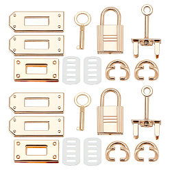Light Gold 2 наборы набор застежек для сумок из сплава, фурнитура для закрытия кошелька, с железной прокладкой, золотой свет, 1.45~4.3x1.2~2.3x0.07~1.9 см