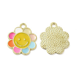 Разноцветный Подвески из эмали и сплава, , золотые, красочный, 18.5x16x1 мм, отверстие : 2 мм