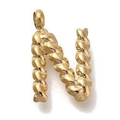 Letter N Вакуумное покрытие pvd 304 подвески из нержавеющей стали, реальный 18 k позолоченный, буквенное очарование, Письмо N, 13.5x8.5x3 мм, отверстие : 1.8 мм