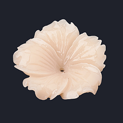 Персиковый Слойка Окрашенные синтетические коралловые шарики, цветок, розовые, 29~31.5x30~32x7~8.5 мм, отверстие : 1 мм