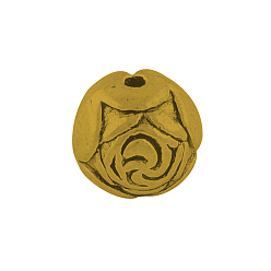 Античное Золото Тибетский сплав стиля круглый резной вырос бисер, без кадмия, без никеля и без свинца, античное золото , 8.5 мм, Отверстие : 1.5 мм , около 490 шт / 1000 г