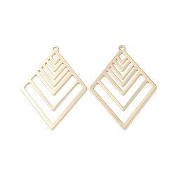 Настоящее золото 18K Латунные подвески, без кадмия, без никеля и без свинца, ромб, реальный 18 k позолоченный, 40x29.5x0.7 мм, отверстие : 1.4 мм