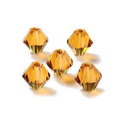 Оранжевый К 9 стекло, имитация Австрийские кристаллические шарики, граненые, двухконусные, оранжевые, 6x6x6 мм, отверстие : 0.9 мм