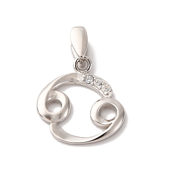 Телец 925 подвески из стерлингового серебра с прозрачным микропаве и цирконием, чары созвездий, платина, родий, с печатью 925, Телец, 15.5x14x1.5 мм, отверстие : 4x2 мм