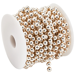 Розовый Цепочка из искусственного жемчуга из АБС-пластика, с катушкой, круглые, туманная роза, 8 мм, 10 м / рулон
