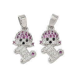 Платина Латунные микро проложить кубического циркония подвески, без кадмия и без свинца, собака, платина, 15.5x8.5x3 мм, отверстие : 2.5x4.5 мм