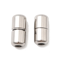 Нержавеющая Сталь Цвет 304 пряжка для шнурков из нержавеющей стали, капсульные шнурки с наконечниками, колонка, цвет нержавеющей стали, 14x7 мм, отверстие : 3 мм