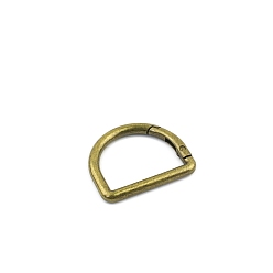 Античная Бронза Кольца пружинные затворные D-образные из сплава, античная бронза, 25x32 мм