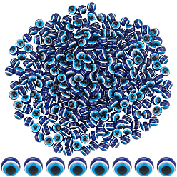 Medium Blue 300Pcs Round Evil Eye Resin Beads, Medium Blue, 11.5~12x11mm, Hole: 2.5mm