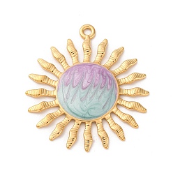 Аква 304 нержавеющей стальной эмали подвески, очарование солнца, реальный 18 k позолоченный, вода, 34.5x31x3 мм, отверстие : 1.8 мм