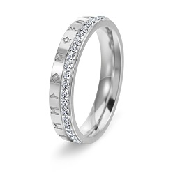 Нержавеющая Сталь Цвет 304 из нержавеющей стали микро проложить кубических палец кольца циркония, руна, цвет нержавеющей стали, размер США 7 (17.3 мм)