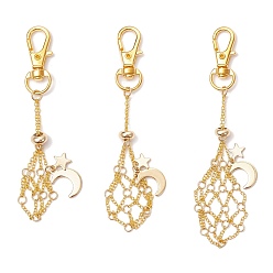 Золотой Поворотные карабины-карабины из сплава «луна и звезда» и латунные кабельные цепи, полуфабрикат подвесные украшения, золотые, 92~120 мм, 3 шт / комплект