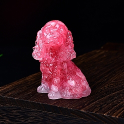 Другие Кварцы Скульптура кокер-спаниеля из смолы, украшение для выставки, с натуральными другими кварцевыми чипсами внутри статуй для украшения домашнего офиса, 45x40x70 мм