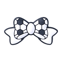 Football Силиконовые бусины-бантики, изготовление ожерелий для кормления своими руками, чёрные, футбол, 15x29 мм